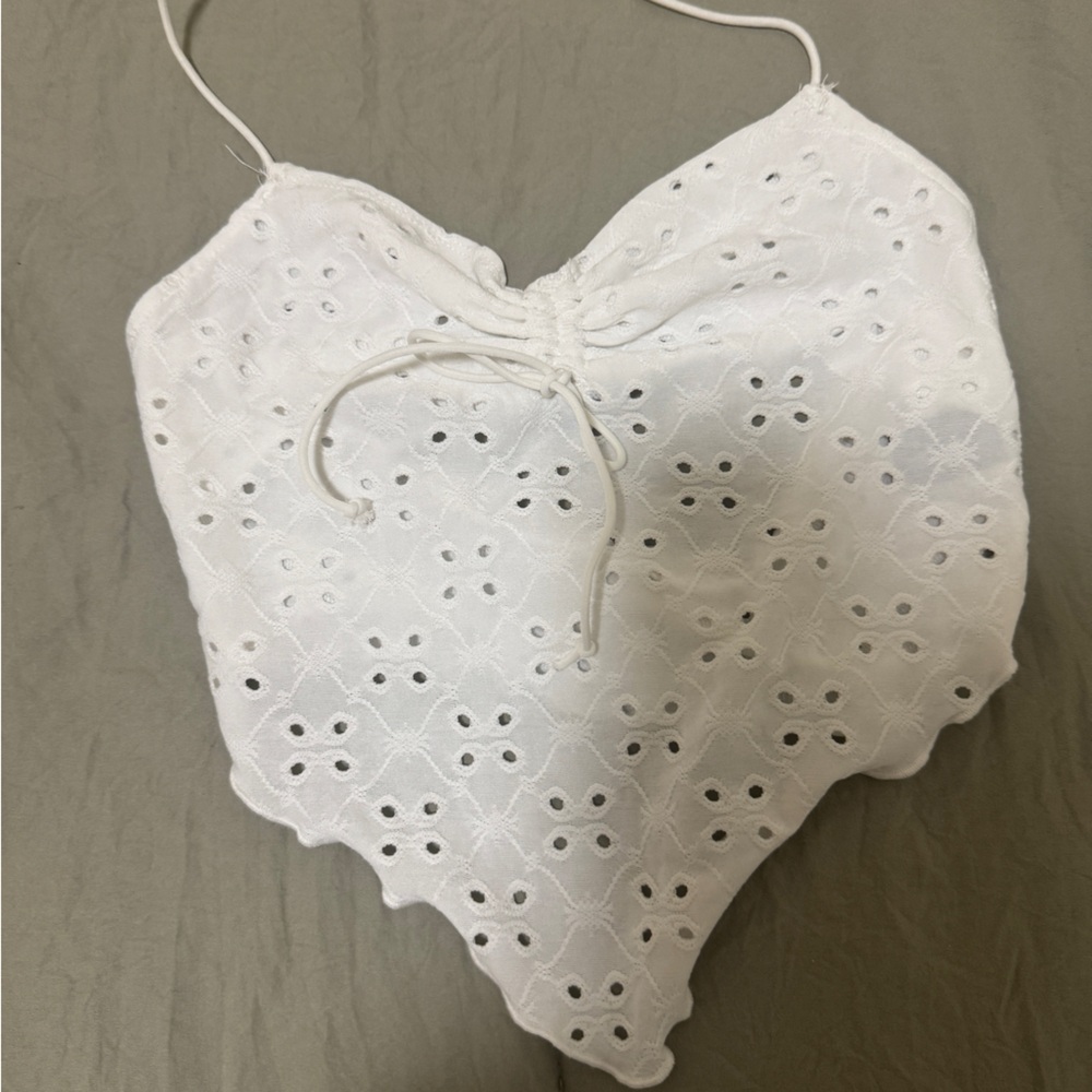 SHEIN White Eyelet Crop Top